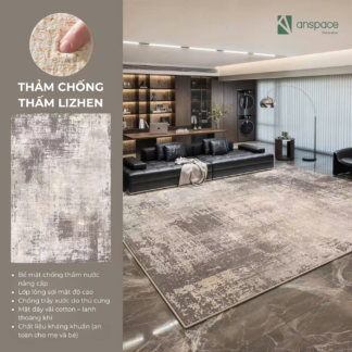 Thảm chống thấm Lizhen – Xám trừu tượng (1.6 x 2.4 m)