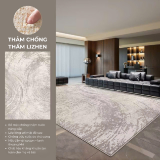 Thảm chống thấm Lizhen – Xám vân xoáy (1.6 x 2.4 m)