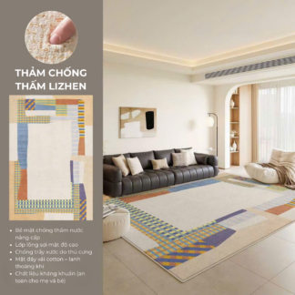 Thảm chống thấm Lizhen – Be trừu tượng (1.6 x 2.4 m)